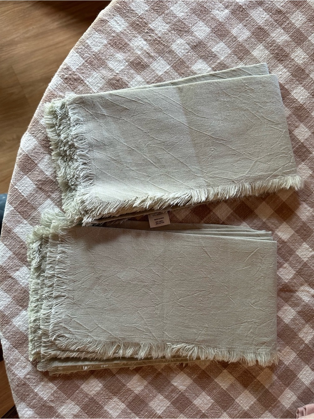 Hearth & Hand Sage Green Fringed Linen Napkins - Set of 8